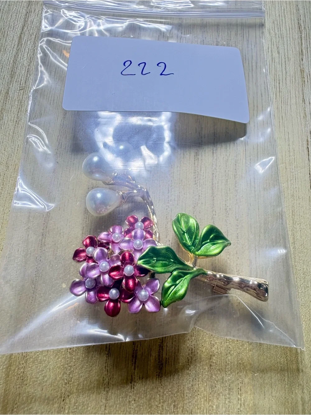 Floral Pearl Branch Brooch - Pink & Green